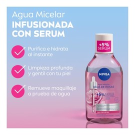NIVEA Agua de Rosas Agua Micelar (400 ml) - Remueve Maquillaje a Prueba de Agua, Tonifica, Purifica, Limpia y Refresca la Piel sin Secarla - Ideal par