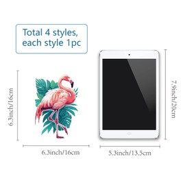 GORGECRAFT 4 Styles Flamingo Window Decals Green Plant Leaves Static Glass Sliding Door Sticker Clings Alert Film Anti-Collision Alert Decals for Prevent Stop Birds Dogs Pets Strikes Home Decor
