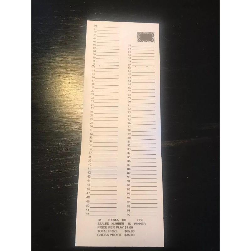 12 - # 100 Sure Tip Boards (1-100) Pull Tabs/Jar