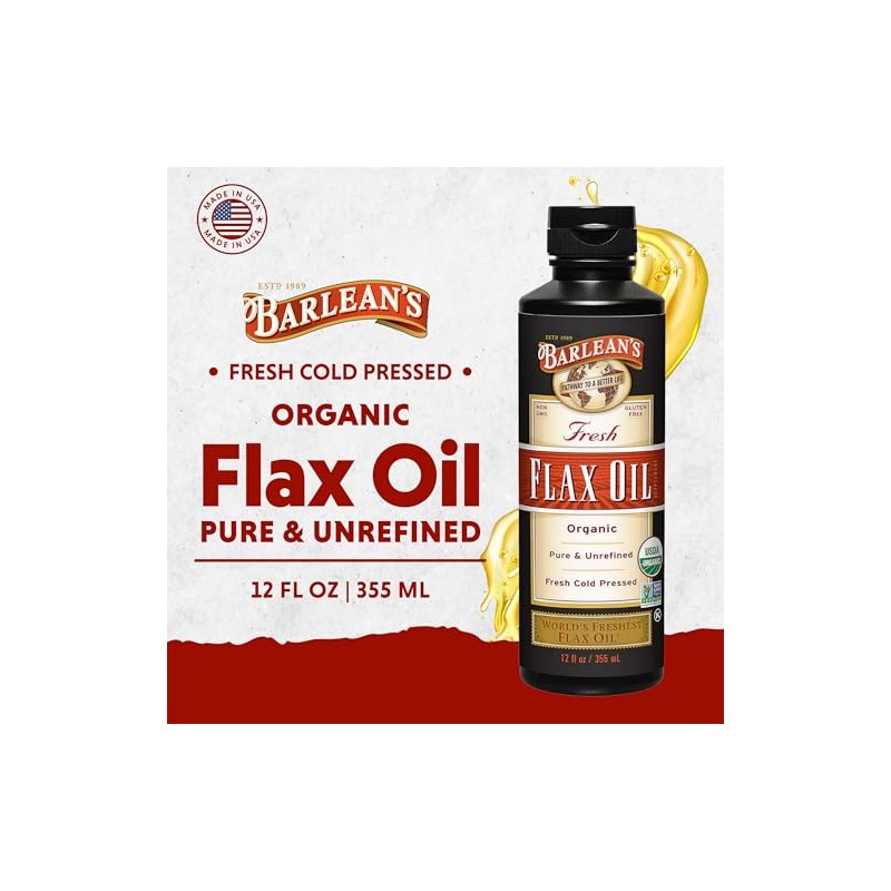 Barlean's Organic Oils Fresh Flax Oil, 12 Ounce by Barlean's