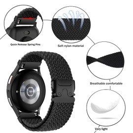 Issinlky 18 mm, 20 mm, 22 mm, nylon braided bracelet, quick release replacement elastic bracelet for women and men, 22 mm