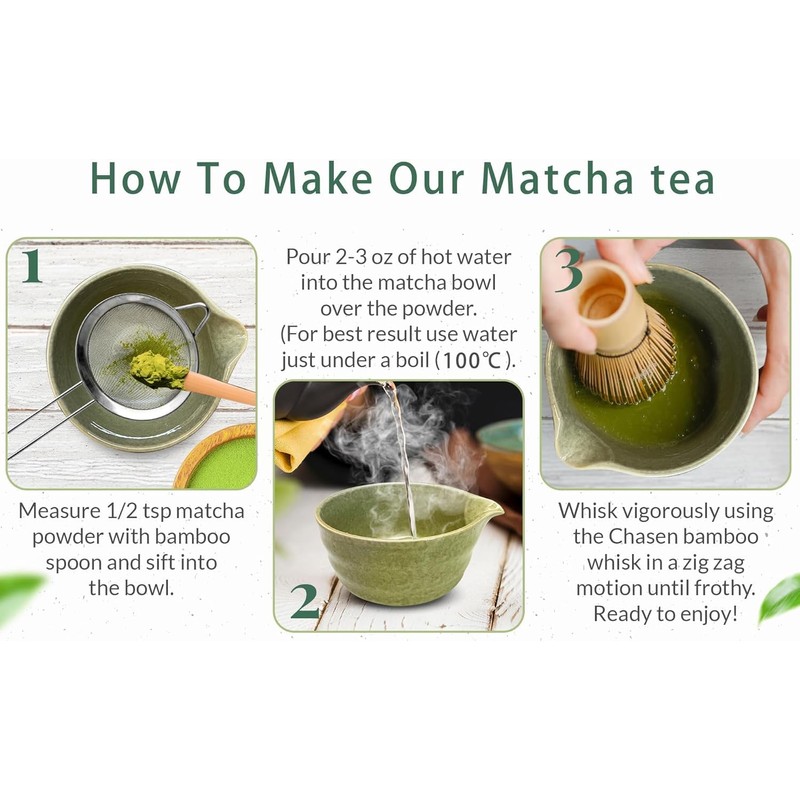 Matcha Set, 6pcs Matcha Kit Set Includes Bowl with Spout