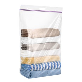 20 Gallon Jumbo Storage Bags, Pack of 3, Clear Plastic Storage Bag with Carry Handle, 24 x 32 Heavy Duty Ziplock Storage Bag Resealable Large Zipper Bag for Moving, Bedding and Travel, 4 Mil Thick