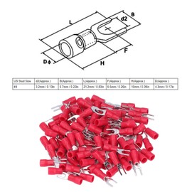Eujgoov 100Pcs Red Fork Terminals, AWG 22-16, Heat Shrink, Marine Grade, Spade Fork, Wire Connectors