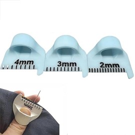 Wooden Sewing Needle Gauge Measuring Tool - Finger Ruler Sewing Template for Equal Stitches (3-Pack - 2/3/4mm) - Leather Stitching Kit - DIY Stitching Guide Tool for Quilting - Sewing Accessories (blue)