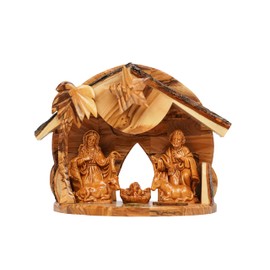 Bethlehem Wooden Nativity Musical Set Made of Olive Wood in The Holy Land - Christmas Nativity for Home Décor - Christmas Nativity Set