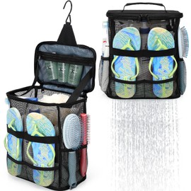Dorm Room Essentials for College Students Girls Boys Guys, Quick Dry Mesh Shower Caddy Portable, Large Capacity Shower Bag with Hanging Hook, Bathroom, Gym, Swimming, Travel, Beach, Camping Essentials