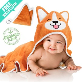 Baby Hooded Dog Towel | Organic Bamboo | Free Washcloth | All Ages | NEW