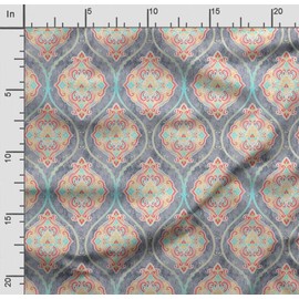Soimoi Damask Printed, Cuddle Minky Fabric, Sewing Fabric by The Meter 56 Inch Wide, Decorative Plush Soft Fabric, Baby Garments, Toys and Blankets, Multicolor