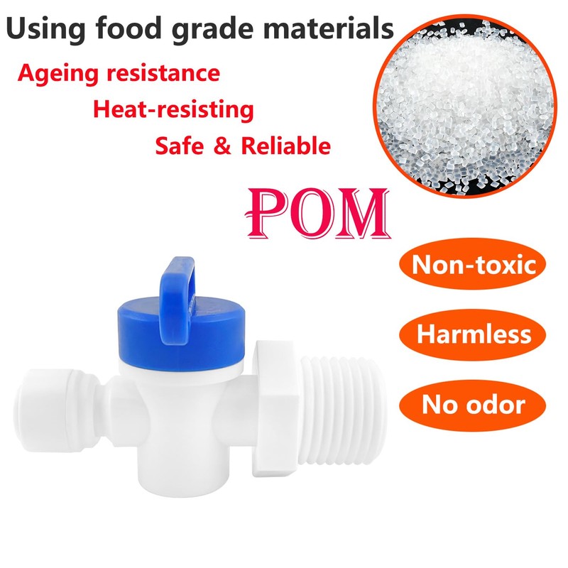 Ctyjia 1 Pcs RO Water Filter Fitting, Shut-Off Ball Valve,