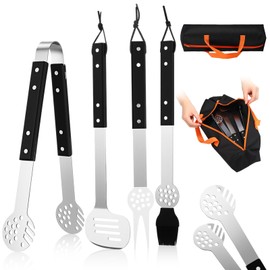 Baderke 5 Pcs Father's Day Golf Ball Gift BBQ Tools Set Golf Style Grill Accessories with Wooden Handle Outdoor Stainless Steel Grill Utensils Set for Men Dad Husband Birthday Christmas