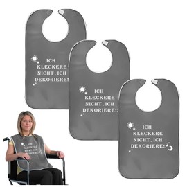 LANZLC Lätzchen für Erwachsene, 3 Stück Latz für Erwachsene Mehrweg Waschbar, Lustig Schlabberlatz für Senioren mit Klettverschluss, “ICH KLECKERE NICHT, ICH DEKORIERE”