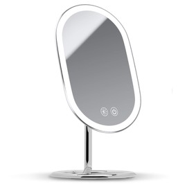 Fancii Vera LED Lighted Vanity Makeup Mirror, Rechargeable - Cordless Illuminated Cosmetic Mirror with 3 Dimmable Light Settings, Dual Magnification (Chrome)