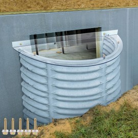 Threlaco 39'' x 16'' UV Resistant Polycarbonate Window Well Cover Egress Window Covers for Winter Basement Window Well Covers Outside for Courtyard Balcony Exterior, Clear