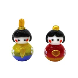 Four Cart CKK273 Multi Figurine, Inner Line, Total Length: 0.9 inches (2.4 cm), Total Length: 0.8 inches (2 cm), Cute, Handmade, Glasswork, Happy Korokoro