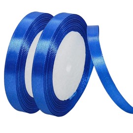 The Redwood Co. 2-Pack | 0.5 Inch Glossy Royal Blue Satin Ribbon | Ideal for Crafts | Gift Wrapping | Wedding Decorations | Sewing | DIY Projects | Charity Events, Graduations and More | 50 Metres