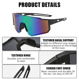 Hojalis Pack of 2 Polarised Cycling Glasses, Sports Glasses, UV400 Protective Glasses, Windproof Cycling Glasses, Sports Sunglasses for Outdoor Activities such as Cycling, Running, Climbing, Driving