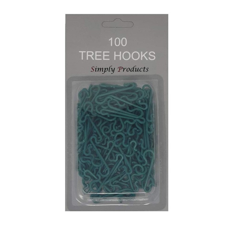 Simply Products 100 Bauble Christmas Tree Hooks Green Ornament Hooks