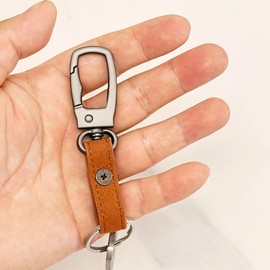 NiuXTool Zinc Alloy Keychain with Leather Loop – Durable Key Ring Holder for Car & House Keys, Sleek EDC Key Clip(Zinc Alloy - Brown)