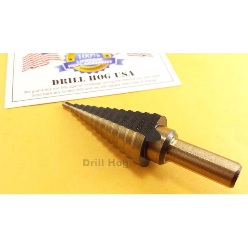 Drill Hog® Step Drill Bit 1/8"~7/8" M7 UniBit Steps HI-Molybdenum