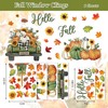 Whaline 6 Sheets Fall Window Clings Green-Orange Scarecrow Maple Leaves