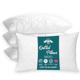 Posh Tag Quilted Pillows 4 Pack 48cm x 74cm Hotel Pillows Non Allergenic Soft Pillows For Sleeping, Hypoallergenic, Back and Down Support Alternative, Bed Pillows Hollow Fiber Filled Pillows 4 Pack