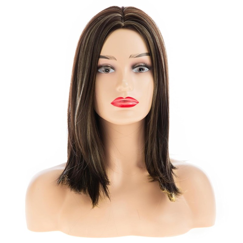 Beweig Brown Wigs for Women Shoulder Length Straight Middle Part