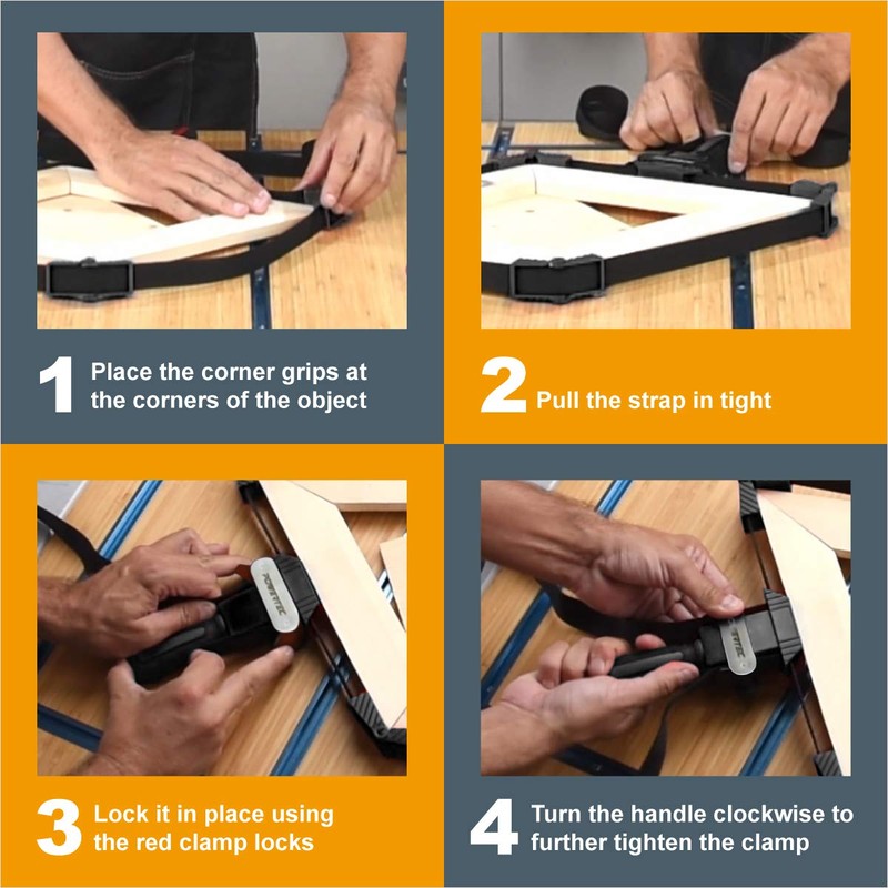 POWERTEC Strap Clamps for Woodworking – Quick Release Band Clamps,