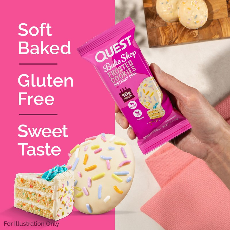 Quest Nutrition Frosted Cookies Twin Pack, Birthday Cake, 1g Sugar,