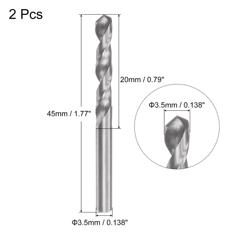 sourcing map Solid Carbide Drill Bits, 3.5mm C2/K20 Tungsten Carbide