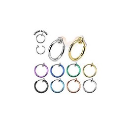 Spring WildKlass Ring Action Titanium IP Over 316L Stainless Steel Non-Piercing WildKlass Septum, Ear and WildKlass Nose Hoop (Sold by Piece)