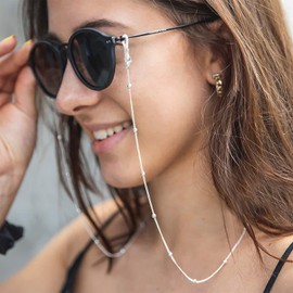 EPIRORA Glasses Chain for Women Men - Sunglasses Strap Mask Holder Lanyard, Anti-lost String for Glasses Retainer (Silver-bead)