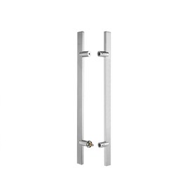TOGU TG-6017 48 inches Length Heavy-Duty Commercial Grade-304 Stainless Steel Push Pull Door Handle/Barn Door Pull Handle/Glass Pulls, Brushed Stainless Steel Handle& Polished Chrome Solid Standoffs