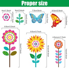 Pack of 72 Large Size Spring Window Stickers Flowers Butterfly Window Decals Anti-Collision Stickers for Baby Shower Decoration Party Accessories