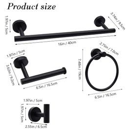 10-Pieces Matte Black Bathroom Accessories Set, Stainless Steel Bathroom Hardware Set, Bath Towel Bar Set, Towel Racks for Bathroom Wall Mounted.