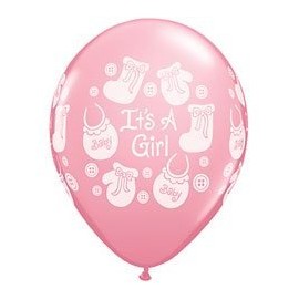 It's A Girl Buttons and Bows Baby Shower latex Balloons Decorations Supplies by Qualatex