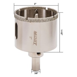 2 Inch Diamond Hole Saw with Pilot Bit, Tile Tip Coated Hole Saw with Guiding Drill Bit in The Center for Marble, Granite, Ceramics,Porcelain, Glass, 1-1/2" Depth of Cut for Thick Countertops