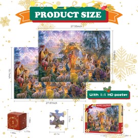 pozemu Nativity Puzzle Advent Calendar 2024 Christmas Jigsaw Puzzle 1008 Pcs Christmas Countdown Calendar for Adults Kids