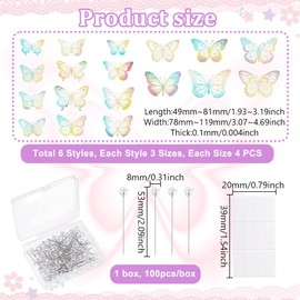 AHANDMAKER Pack of 100 Bouquet Pins Bouquet Pins and 72 Pieces 3D Butterfly Wall Decoration Flower Arrangement Accessories for Mother's Day Valentine's Day Wedding Birthday Party