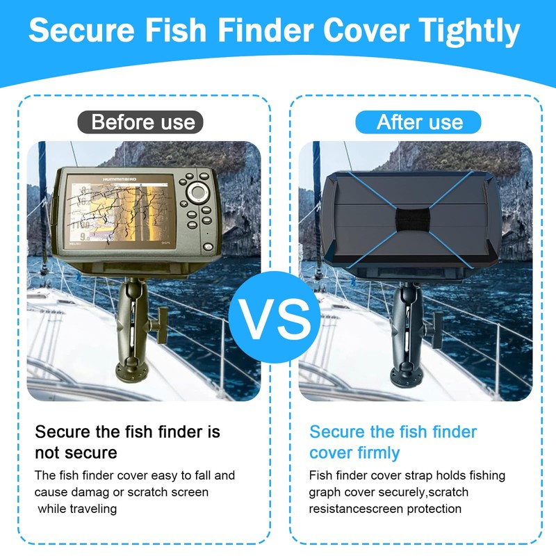 2PCS Thickened Fishing Finder Cover Straps, Adjustable Fish Finder Bungee