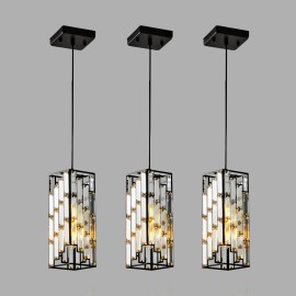 Matte Black Crystal Mini Pendant Lights Modern Hanging Light Fixtures for Kitchen Island Dining RoomShade color: Black, Lamp Power(W): 0-180 (No Bulb), Number of Lights: 3, Product Size: 10.5*10.5*30cm
