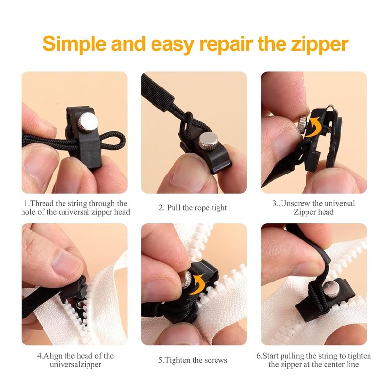 SGERUFZ Universal Zip Repair Kit, Removable Replacement Zipper, Zip Fix