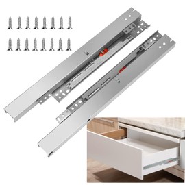 Zllzpzd Pull-Out Runners, Floor Mounting, Drawer Runners, Underfloor Guide, Full Extension, 300 mm, 1 Pair of Telescopic Rails, Heavy Duty 40 kg Load Capacity Rails for Drawers, Soft Close