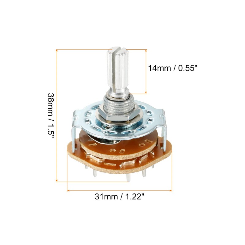 Rebower Band Selector Rotary Switch (w Knob),2P5T 2 Pole 5