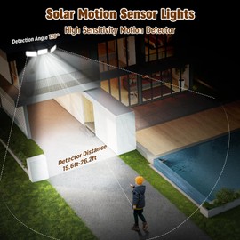 Solar Lights Outdoor, 2800LM 218 Led Motion Sensor Outdoor Light with Remote Control, IP65 Waterproof Security Solar Flood Lights for Outside Backyard Yard Porch