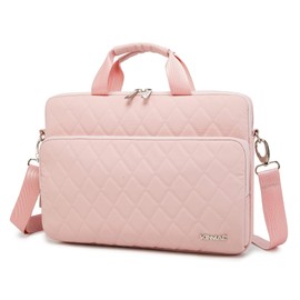 Kinmac 360 Degree Laptop Bag Full Cushioned Laptop Shoulder Bag For MacBook Pro 16 inch and 15 inch-15.6 inch Laptop (Pink)