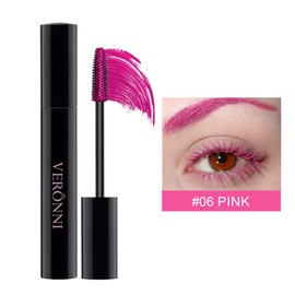 Pink Mascara, High Pigmented Waterproof Pink Color Mascara Long Lasting Smudgeproof Mascara Volume and Length Cosplay Eye Makeup (06 Pink)