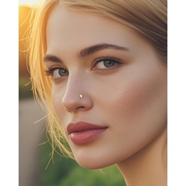 COCHARM 14K Yellow Gold Nose Stud 20g 22g 14K Real Gold Nose Ring Stud Star 14K Cute L Bend Nose Stud for Women Men 14kt Solid Gold Nose Piercing 6mm Long Post, 0.8x6mm, Yellow Gold, no gemstone