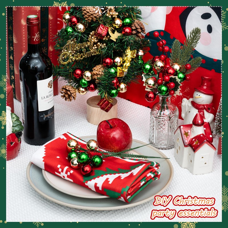 15 Pcs Christmas Tree Picks Decorations 8 Inches Shatterproof Wired