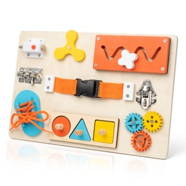 KDSFT Montessori Busy Board for Toddlers, Wooden Sensory Activity Board Toys, Preschool Learning Activities for Fine Motor Skills, Basic Life Skills Educational Gifts for 3 4 5 Year Old Boys Girls